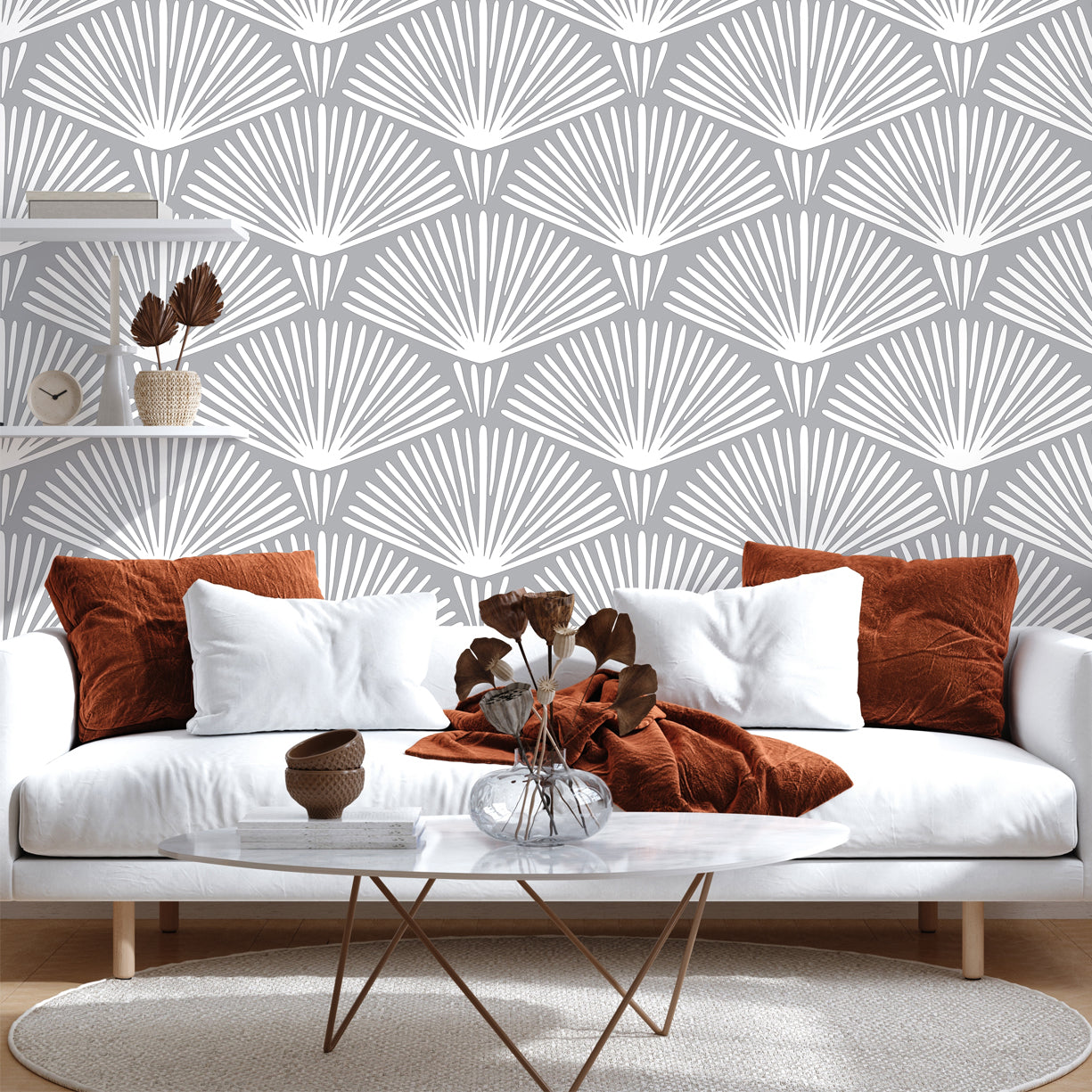 Fond d'écran amovible fleur abstraite | Décoration murale en tissu floral moderne