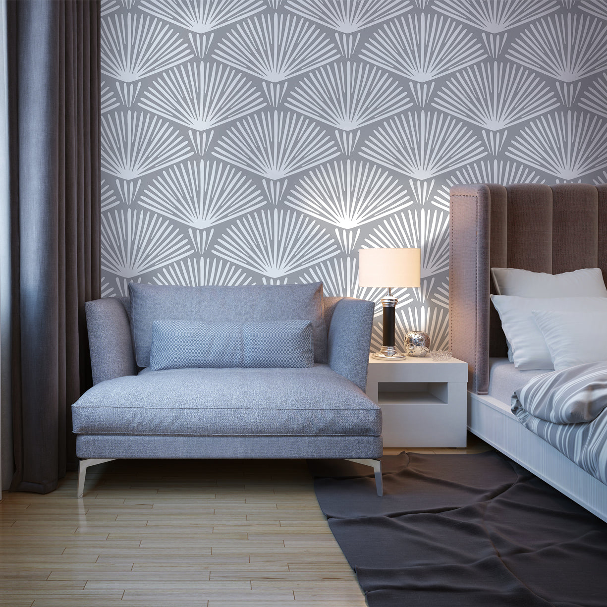 Fond d'écran amovible fleur abstraite | Décoration murale en tissu floral moderne
