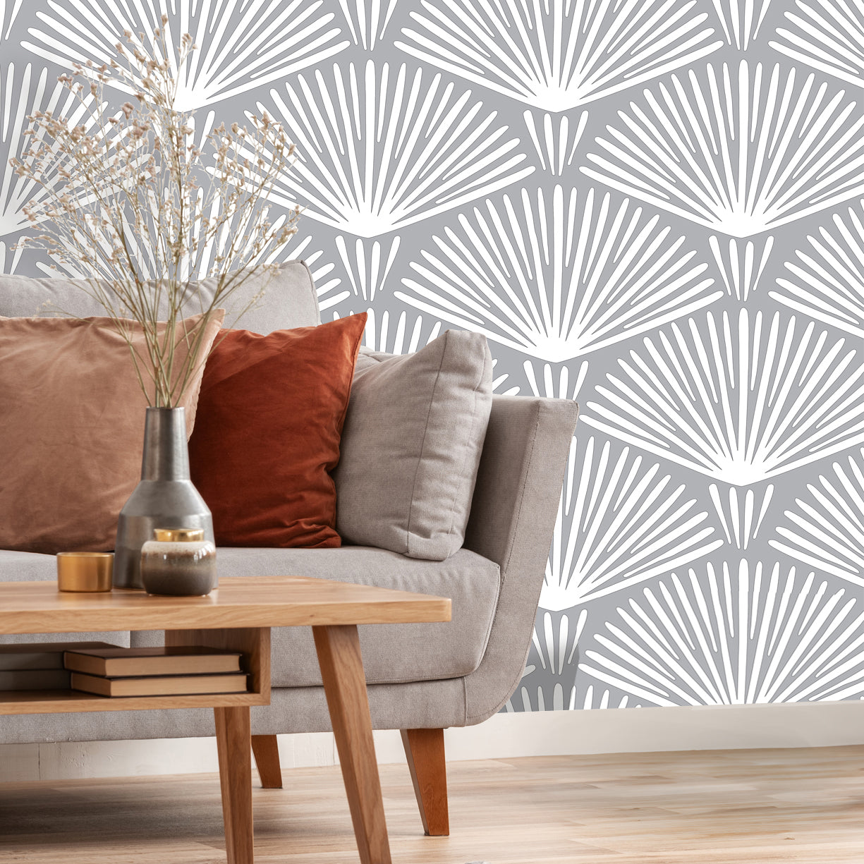 Fond d'écran amovible fleur abstraite | Décoration murale en tissu floral moderne