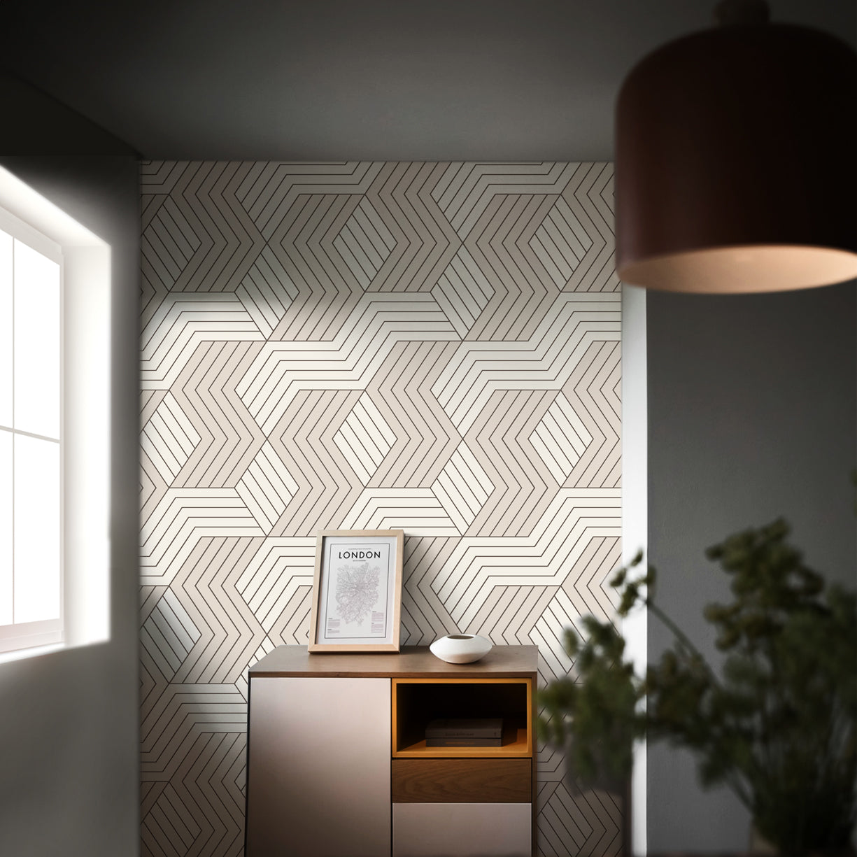 Abstract Striped Hexagon