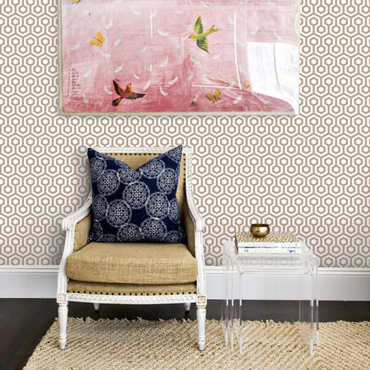 Honeycomb Wallpaper in Latte