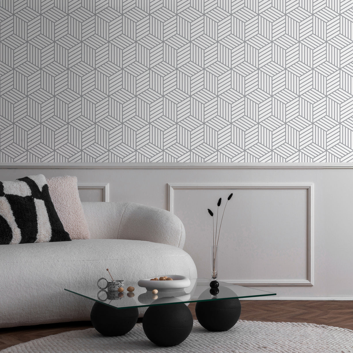 Linear Grey Cube Wallpaper