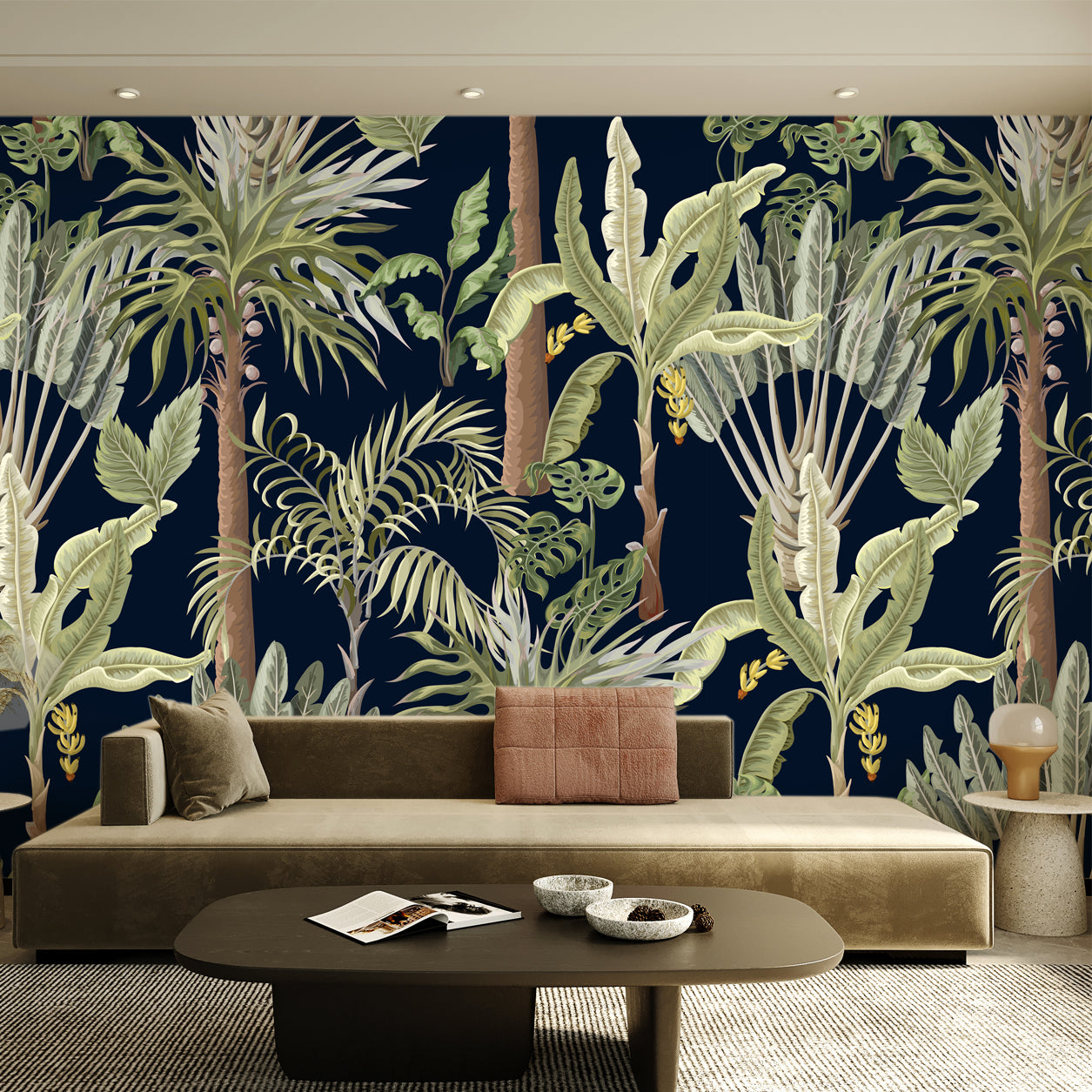 Midnight Jungle - Tropical Botanical Mural Wallpaper
