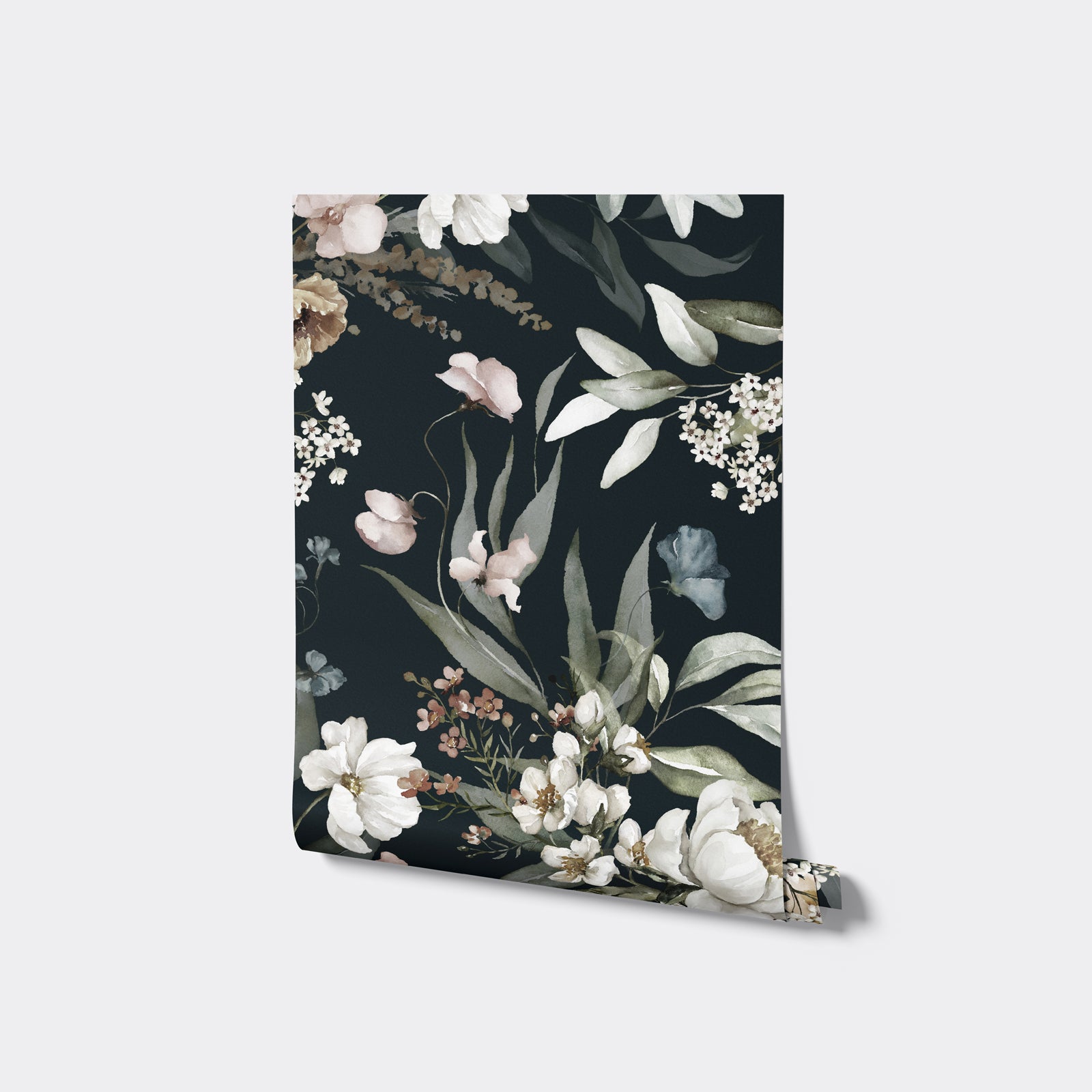Serene Noir Floral Wallpaper