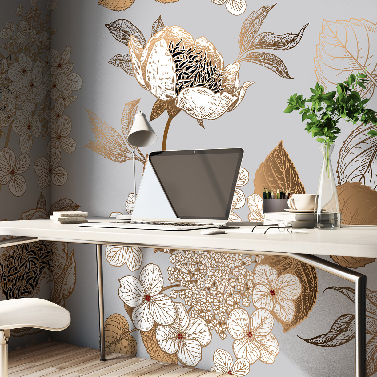 Exquisite Romantic Floral Wallpaper