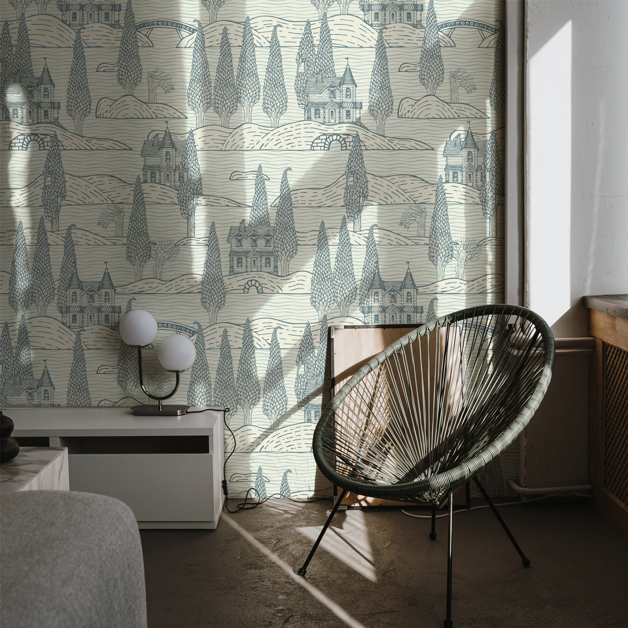 Whimsical Village Grove Wallpaper