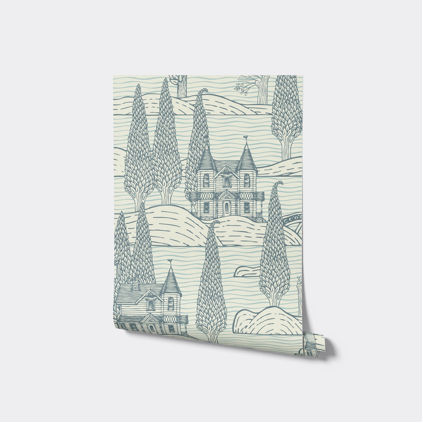 Whimsical Village Grove Wallpaper