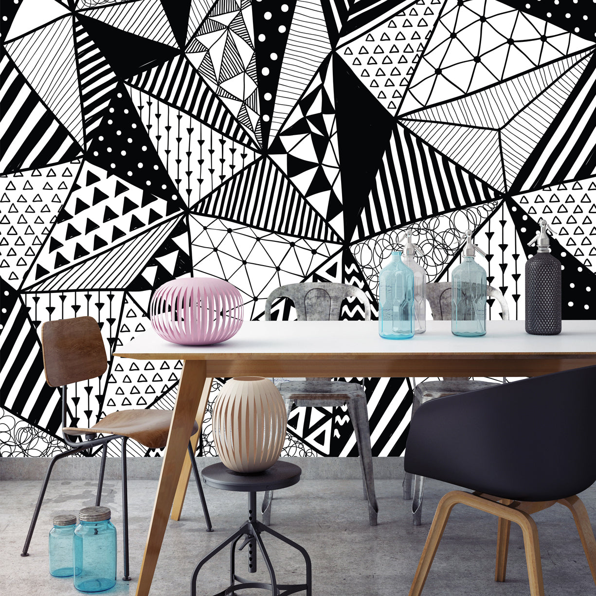 Retro Triangle Mural Wallpaper