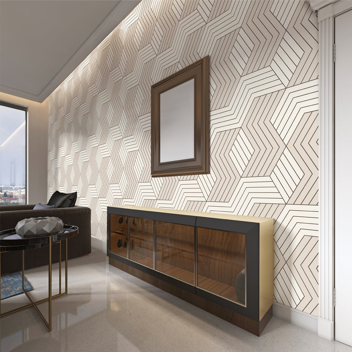 Abstract Striped Hexagon