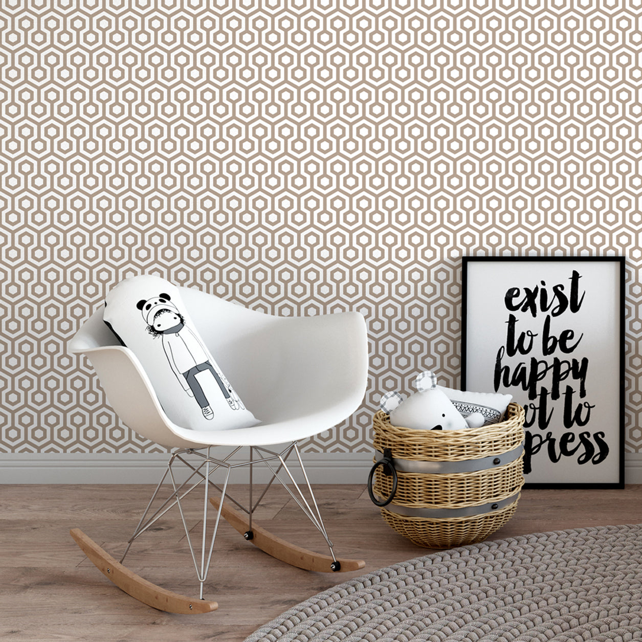 Honeycomb Wallpaper in Latte