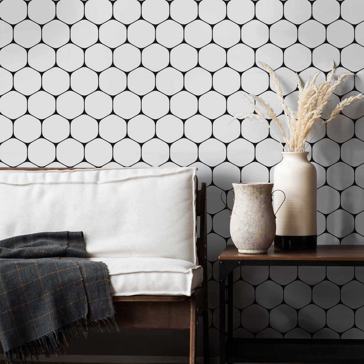 Honeycomb Wallpaper in White