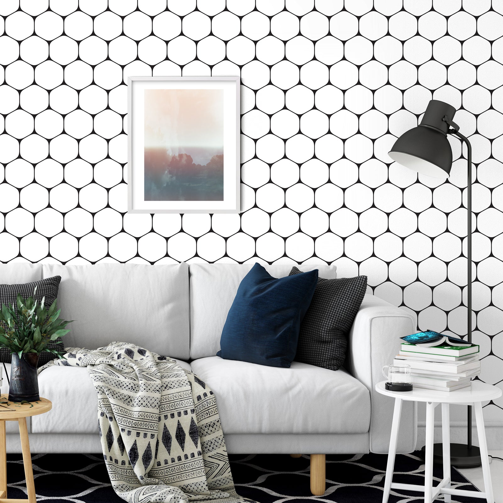 Honeycomb Wallpaper in White