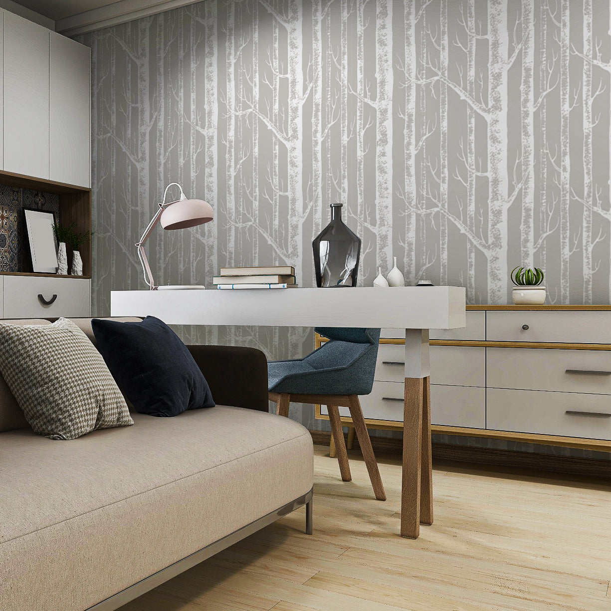 Modern Birch Grove Wallpaper