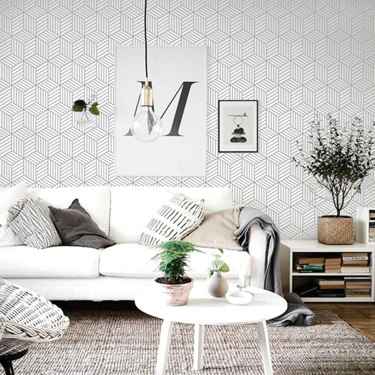 Linear Grey Cube Wallpaper