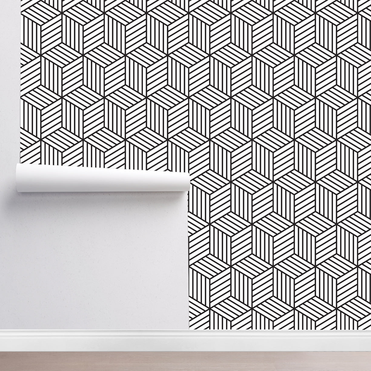 Linear black Cube Wallpaper