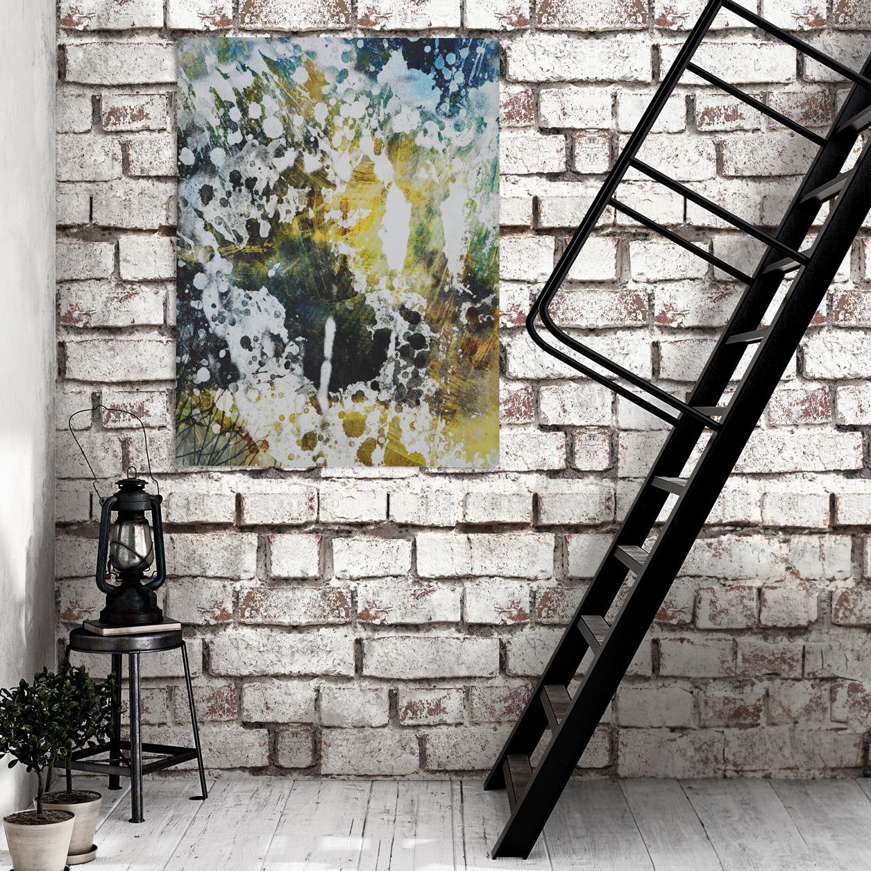 Vintage White Brick Wallpaper