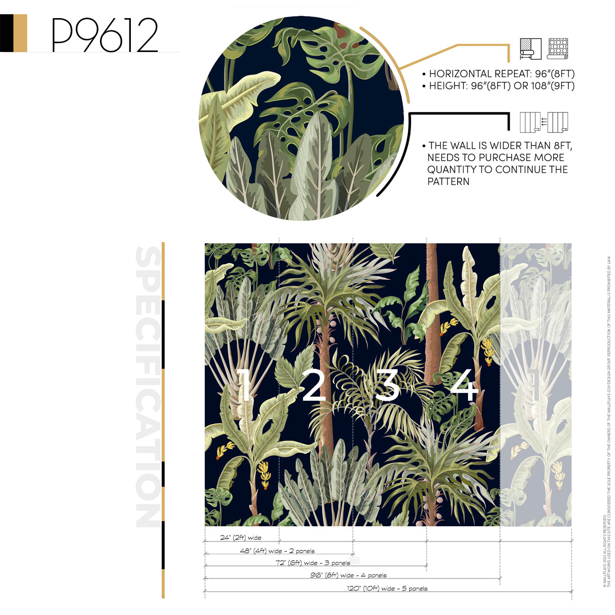 Midnight Jungle - Tropical Botanical Mural Wallpaper