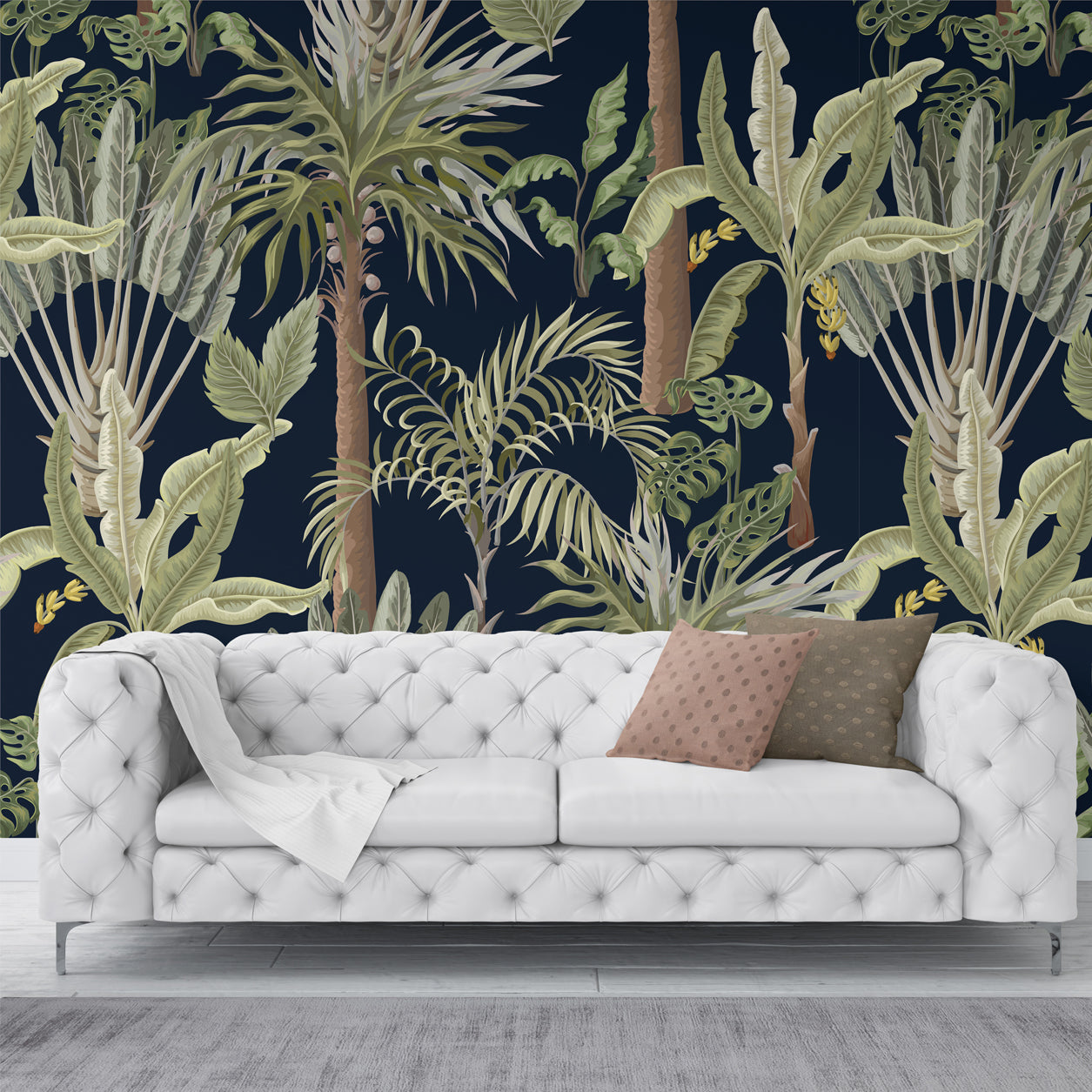 Midnight Jungle - Tropical Botanical Mural Wallpaper