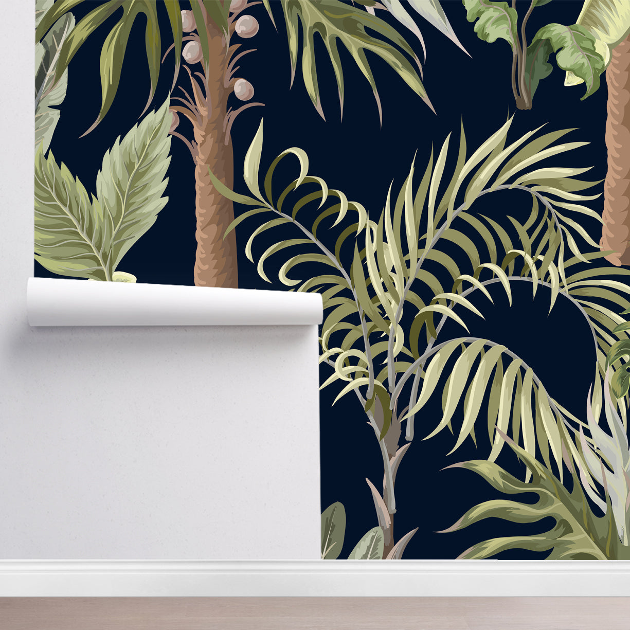 Midnight Jungle - Tropical Botanical Mural Wallpaper