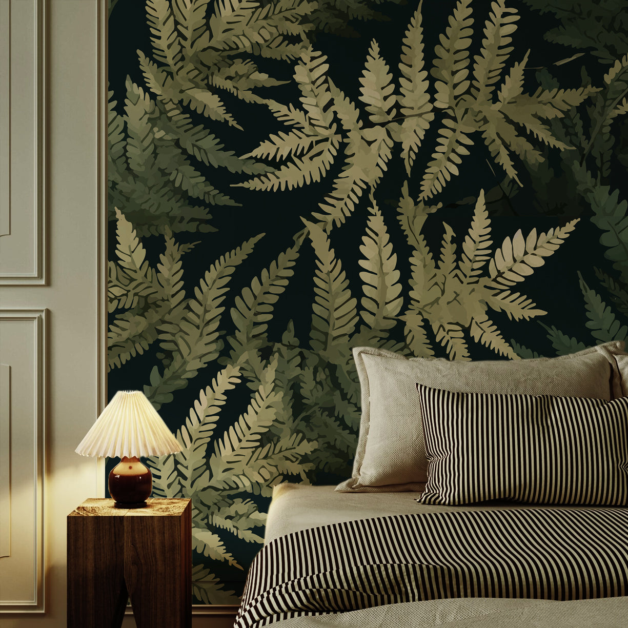 Midnight Fernscape Moody Tropical Leaf Wallpaper