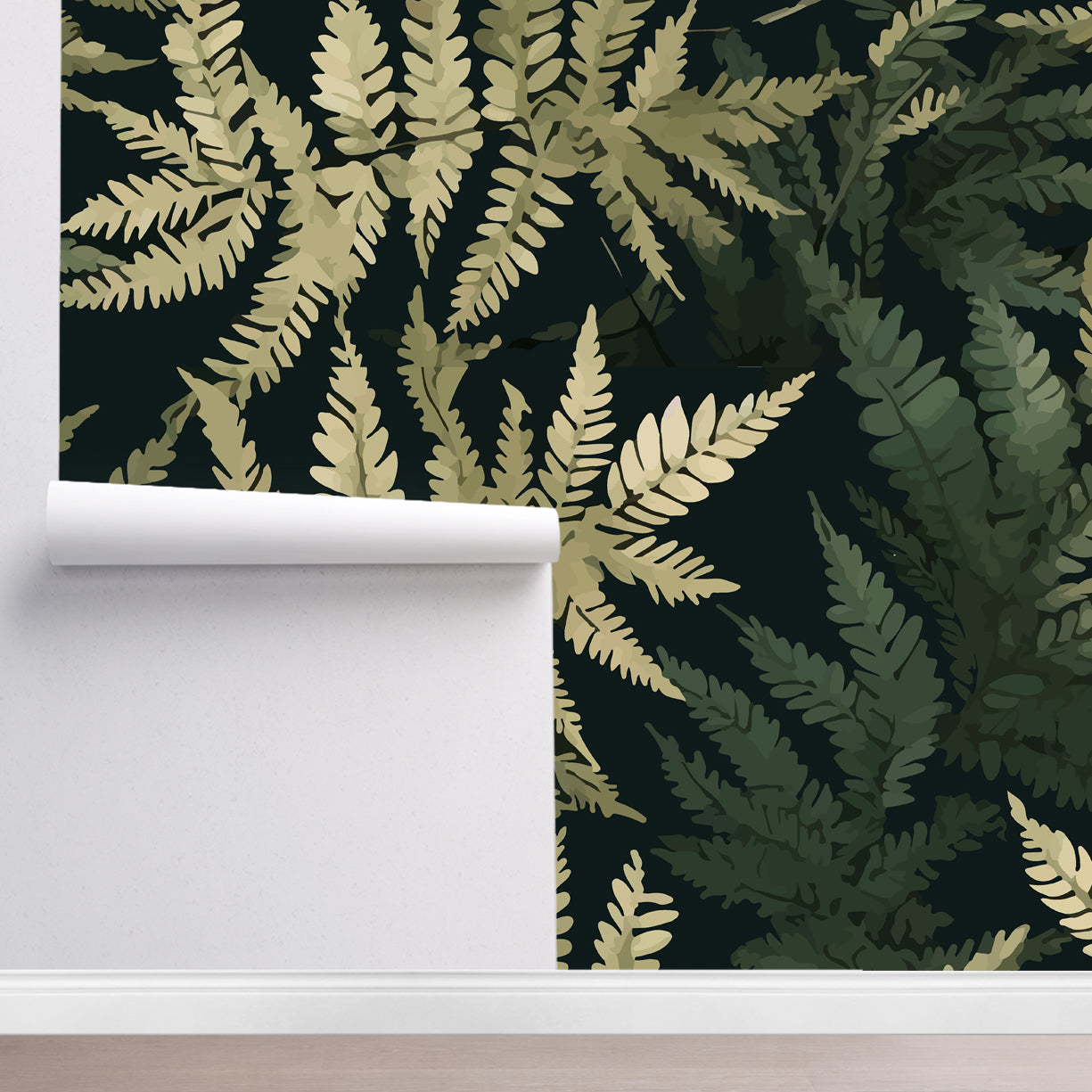 Midnight Fernscape Moody Tropical Leaf Wallpaper
