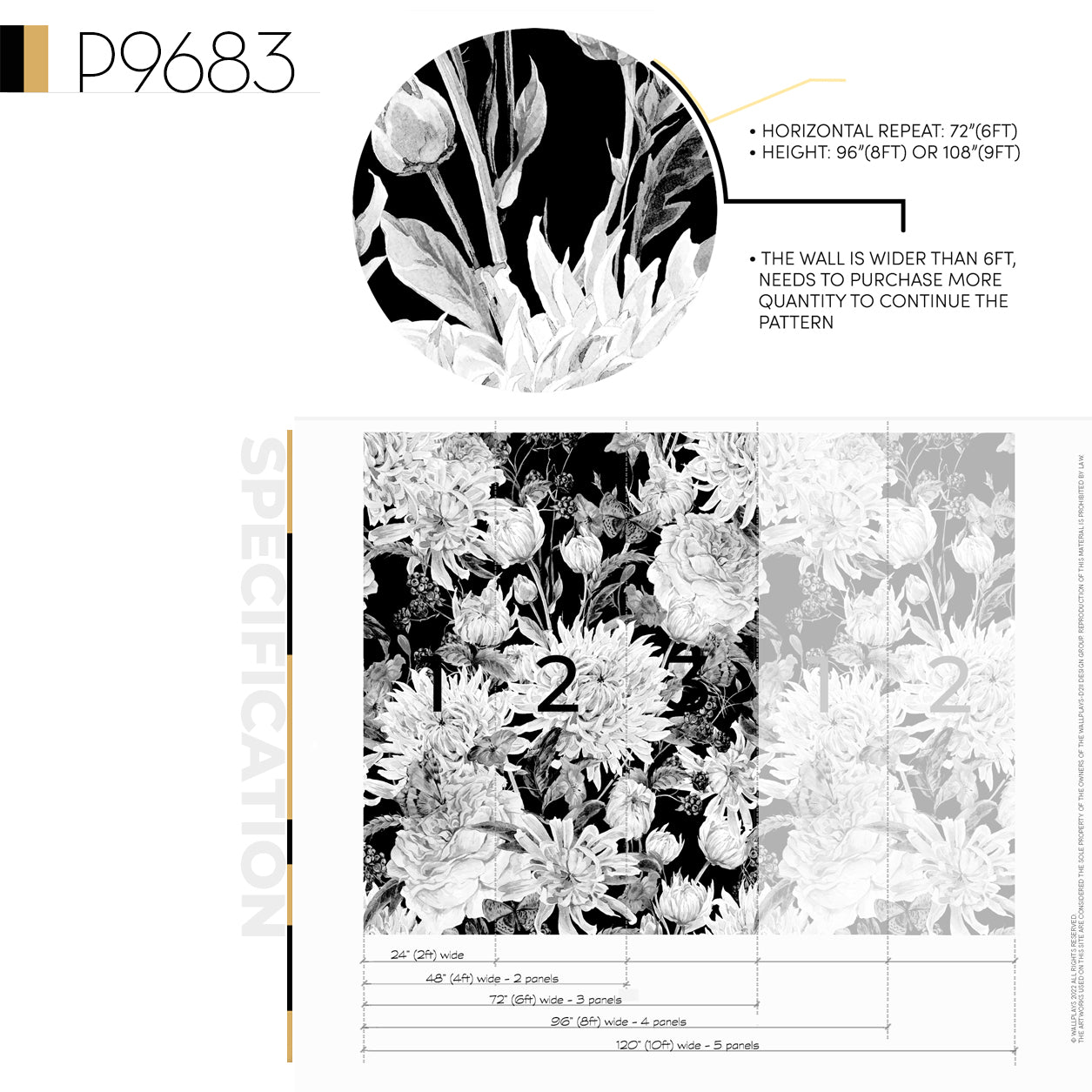 White Watercolor Flowers on Black Wallpaper