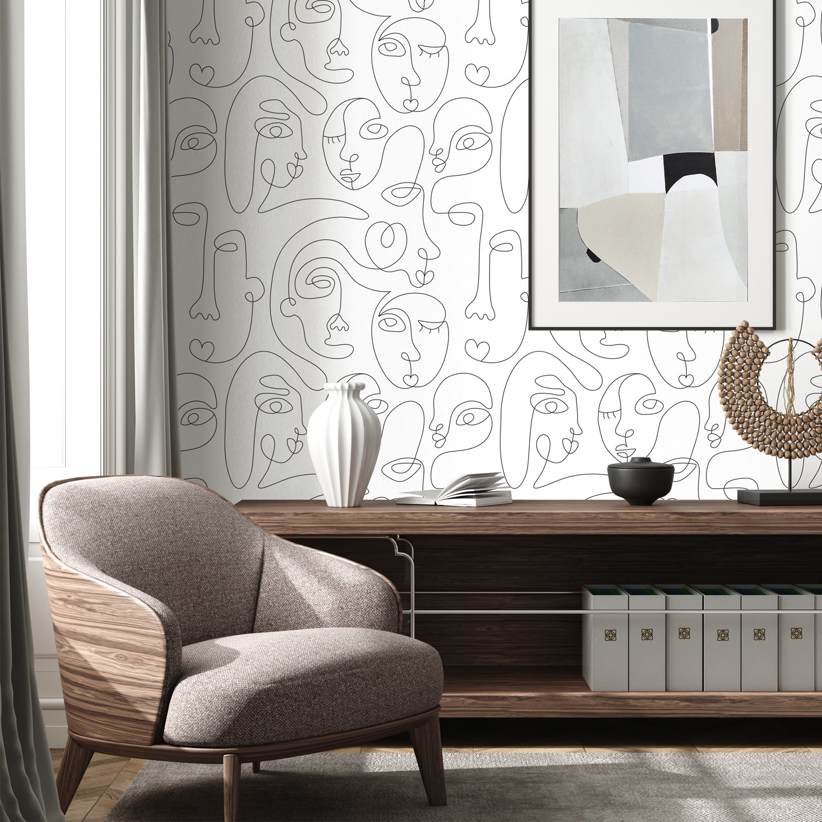 Contemporary Line Portraits Wallpaper