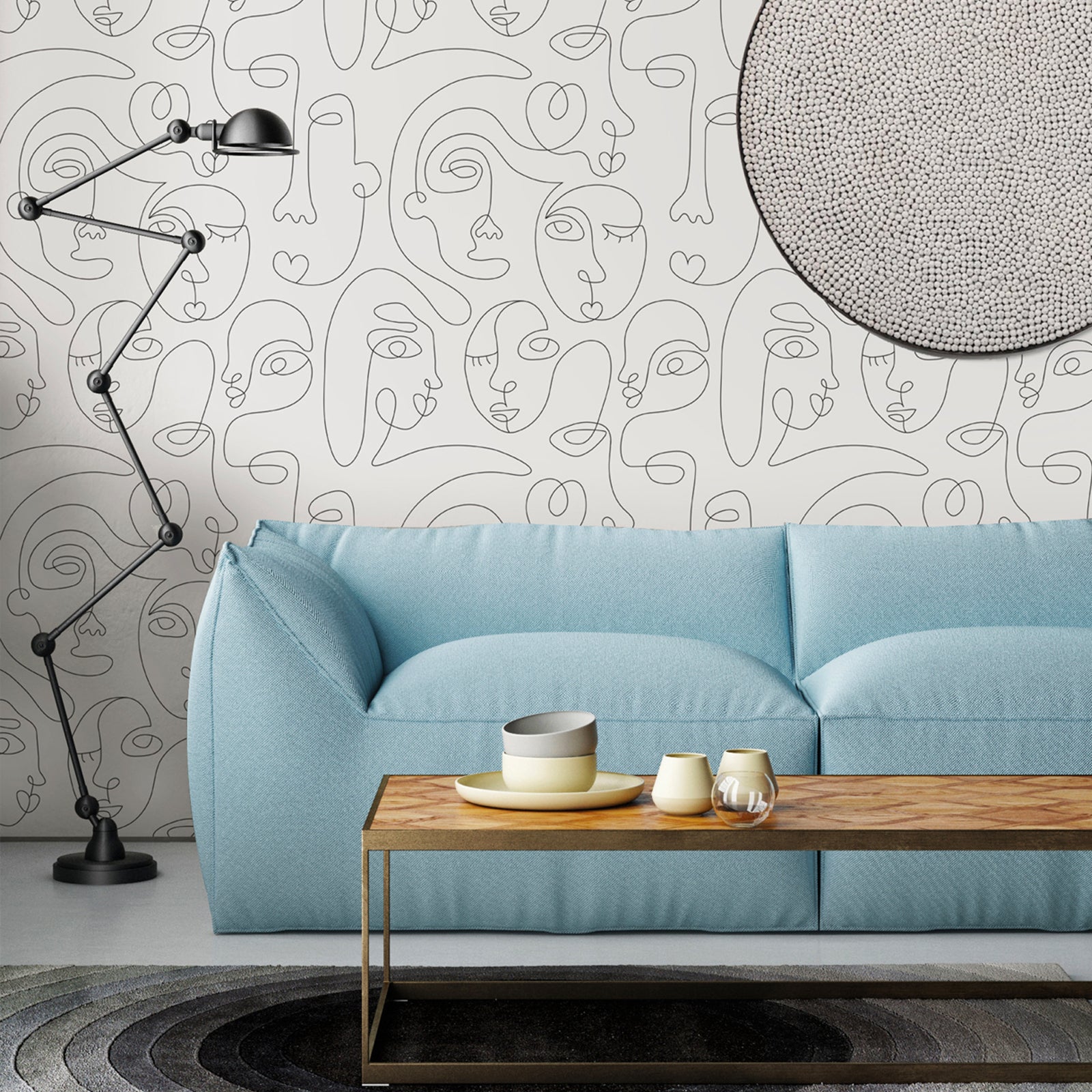 Contemporary Line Portraits Wallpaper