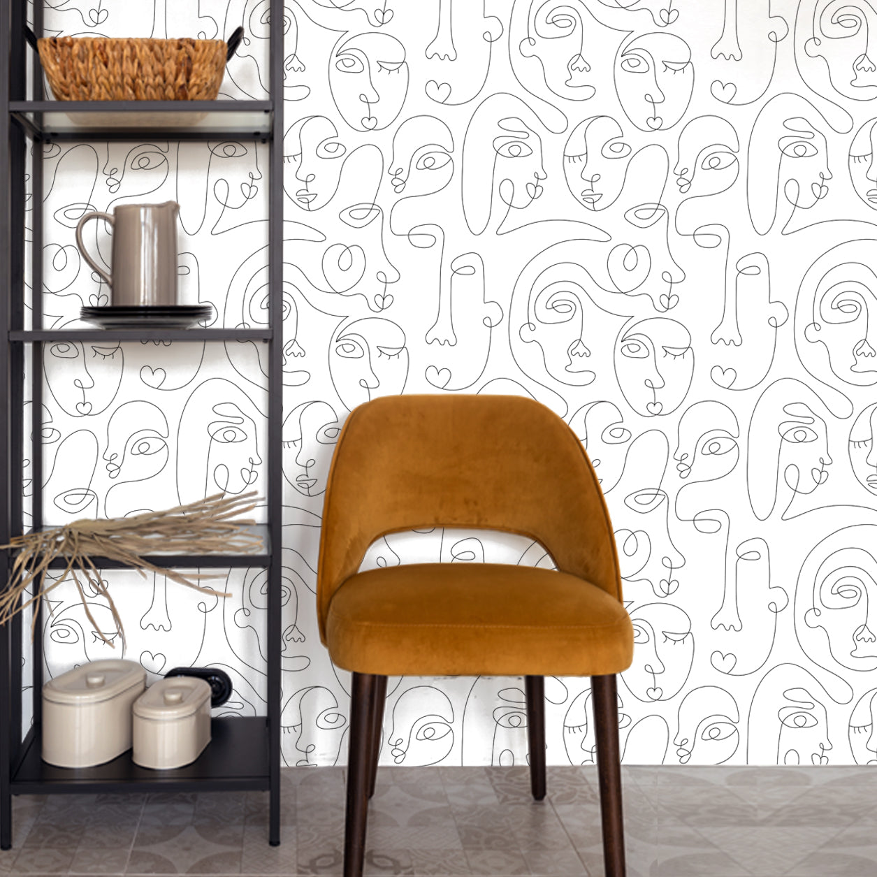 Contemporary Line Portraits Wallpaper