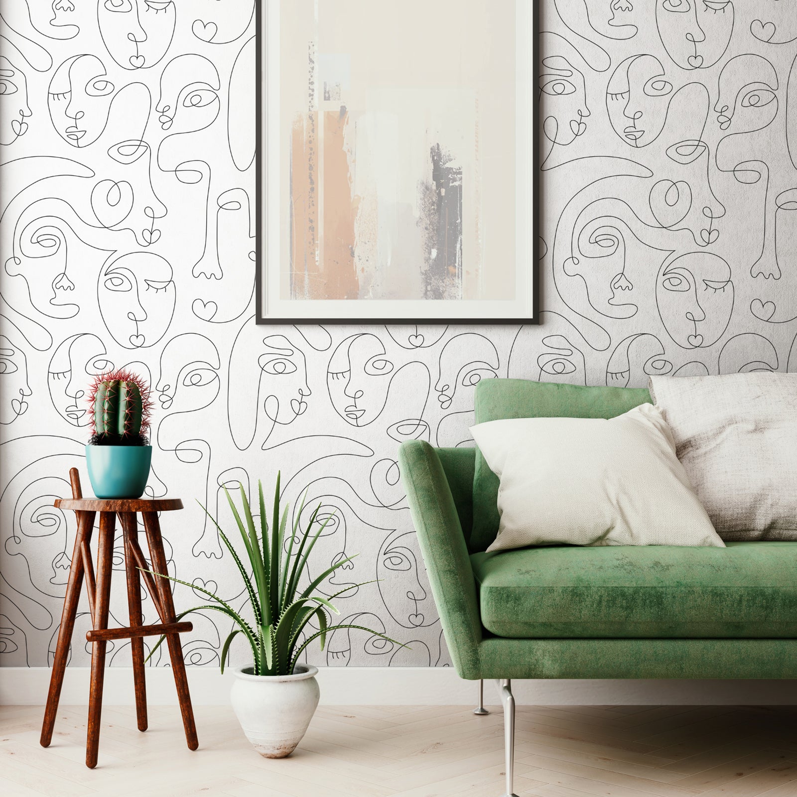 Contemporary Line Portraits Wallpaper