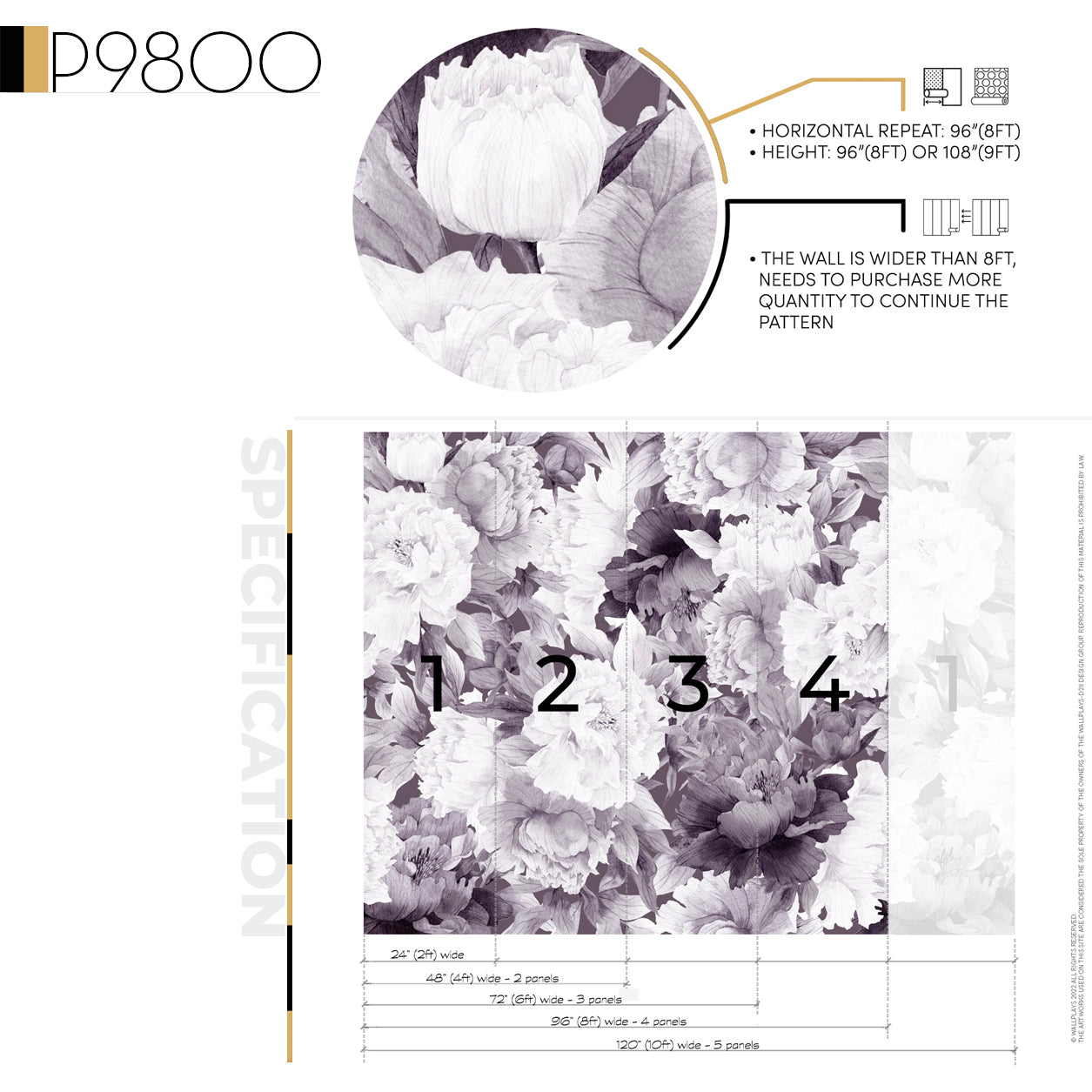 White Peony Floral Mural
