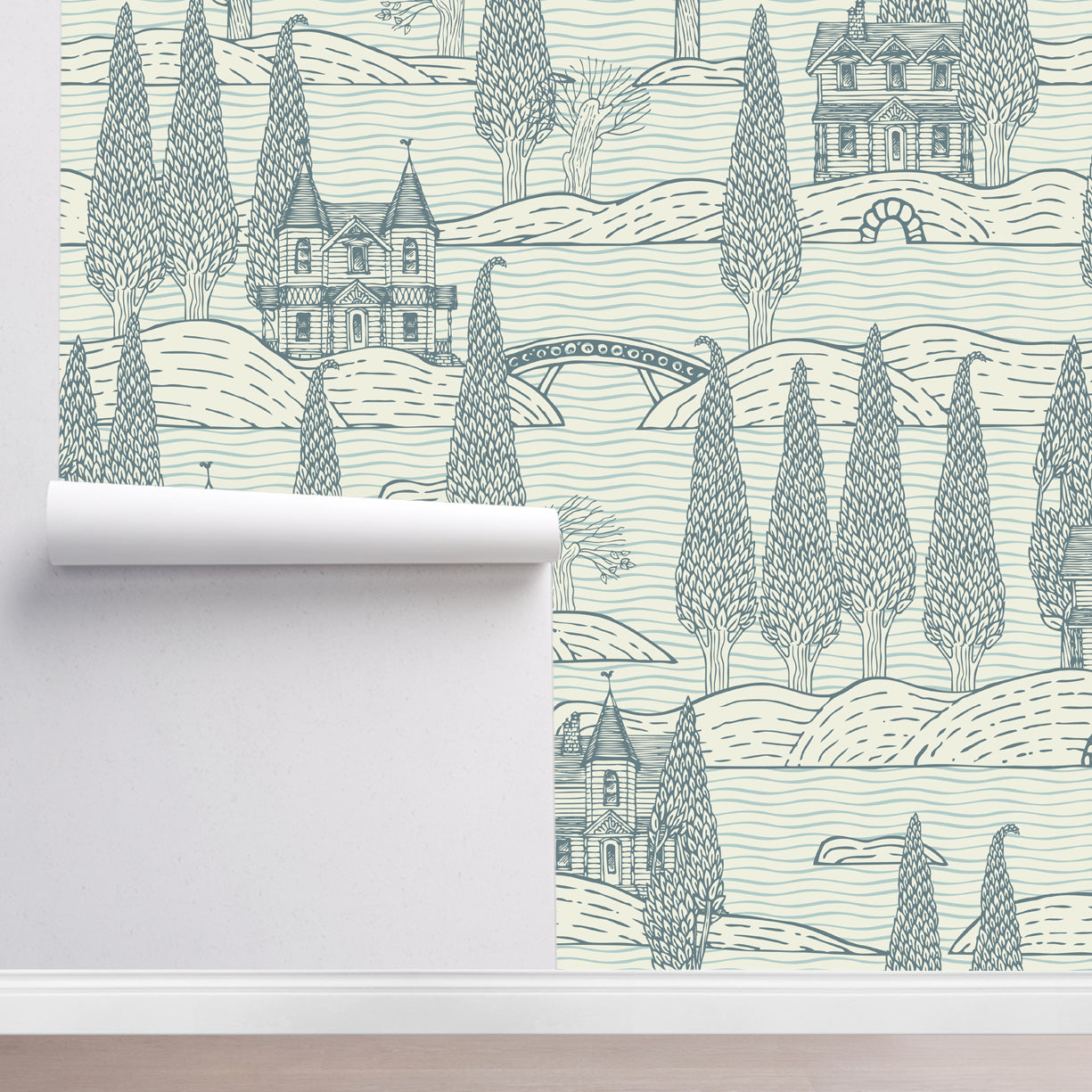 Whimsical Village Grove Wallpapper