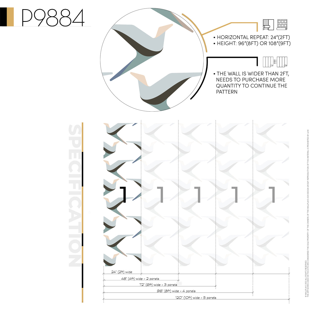 Modern Flock Motif Wallpaper