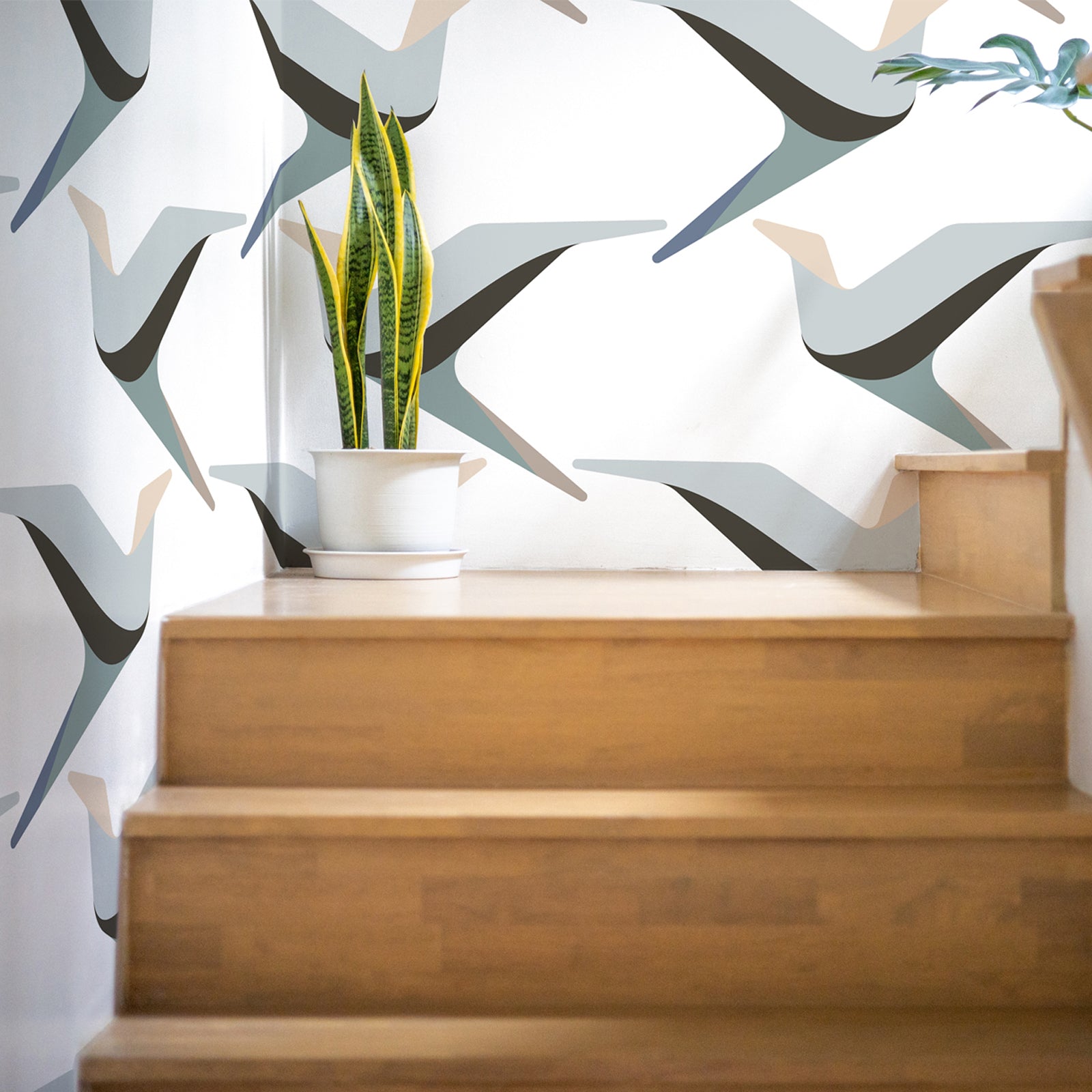 Modern Flock Motif Wallpaper