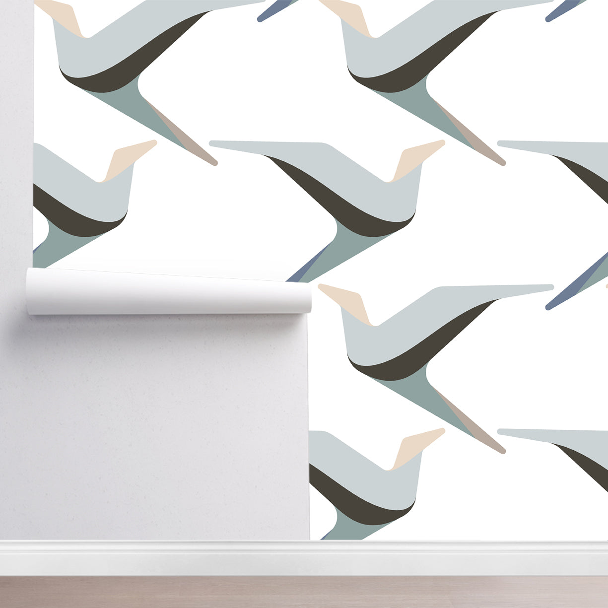 Modern Flock Motif Wallpaper