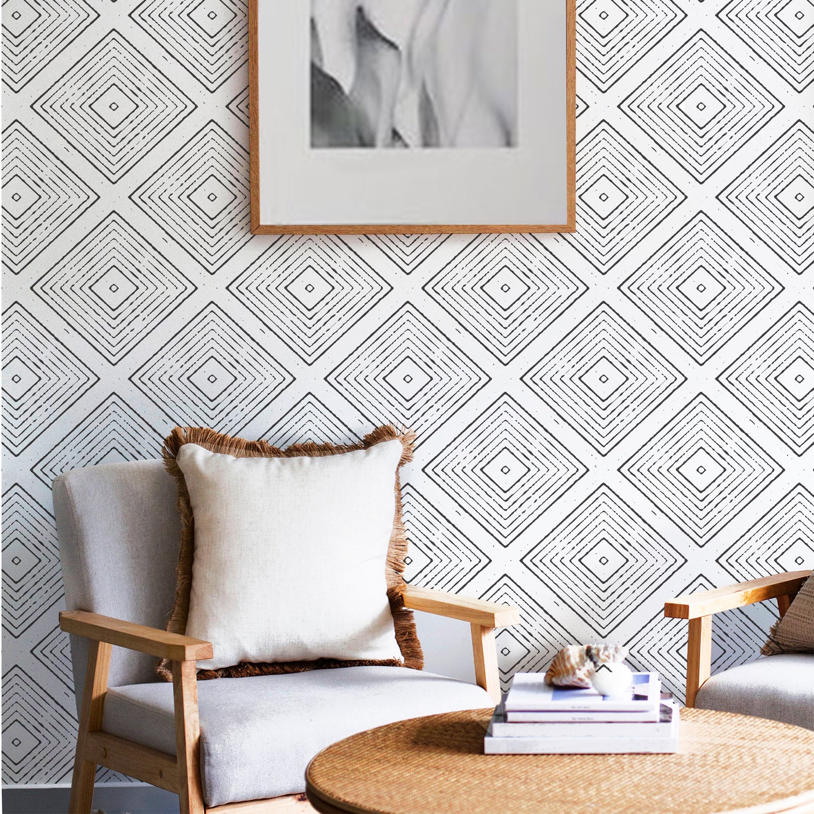 Boho Geometric Lines Wallpaper