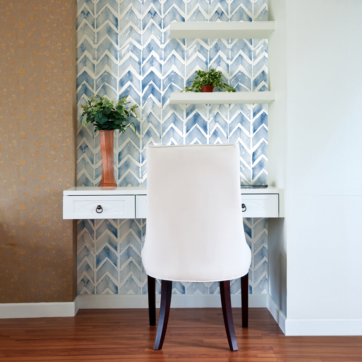 Chevron Blue Watercolor Wallpaper