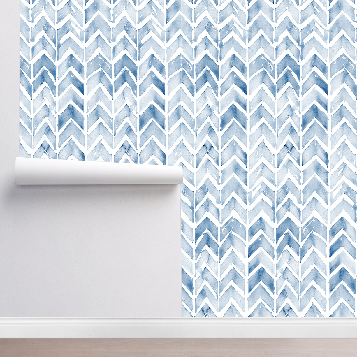 Chevron Blue Watercolor Wallpaper