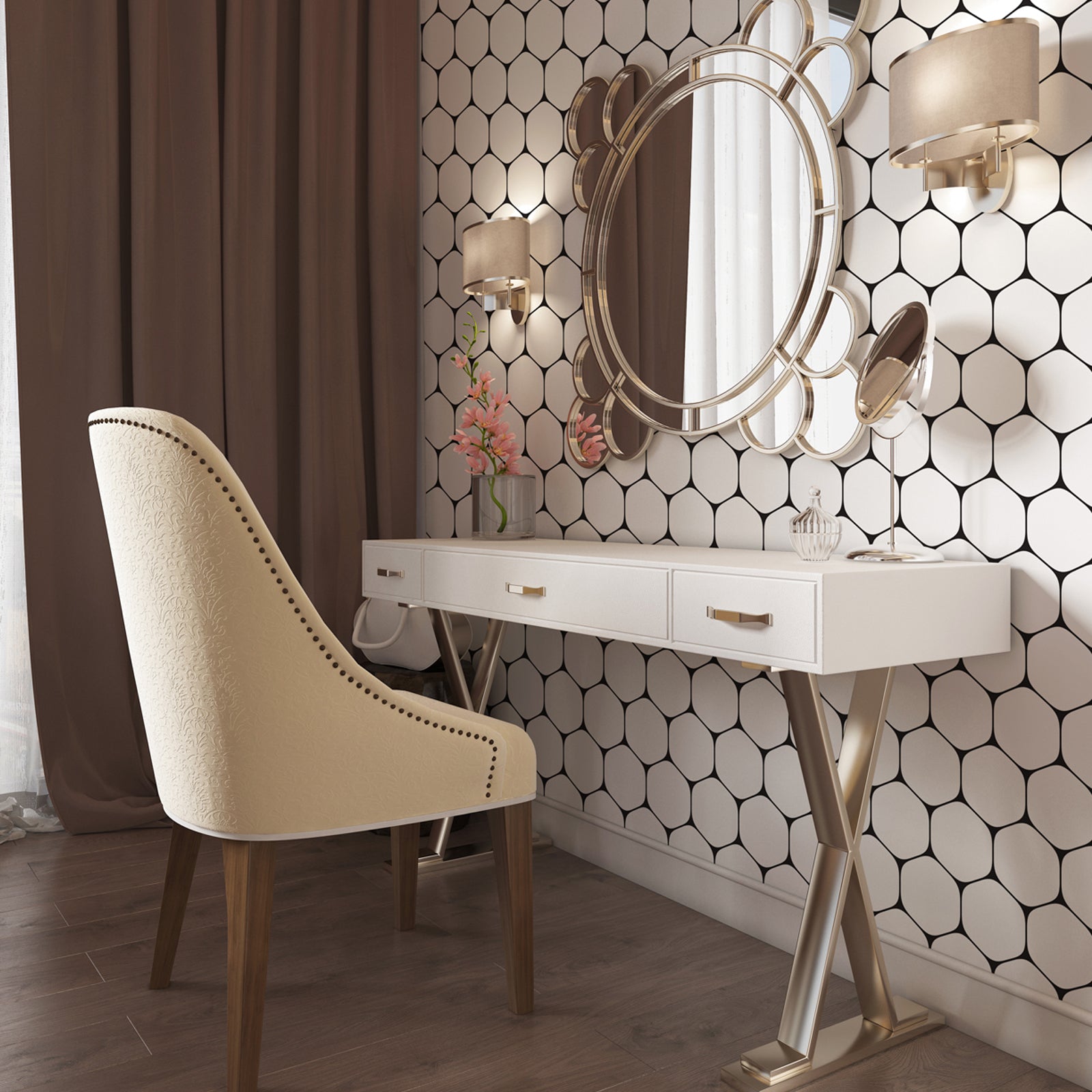 Honeycomb Wallpaper in white